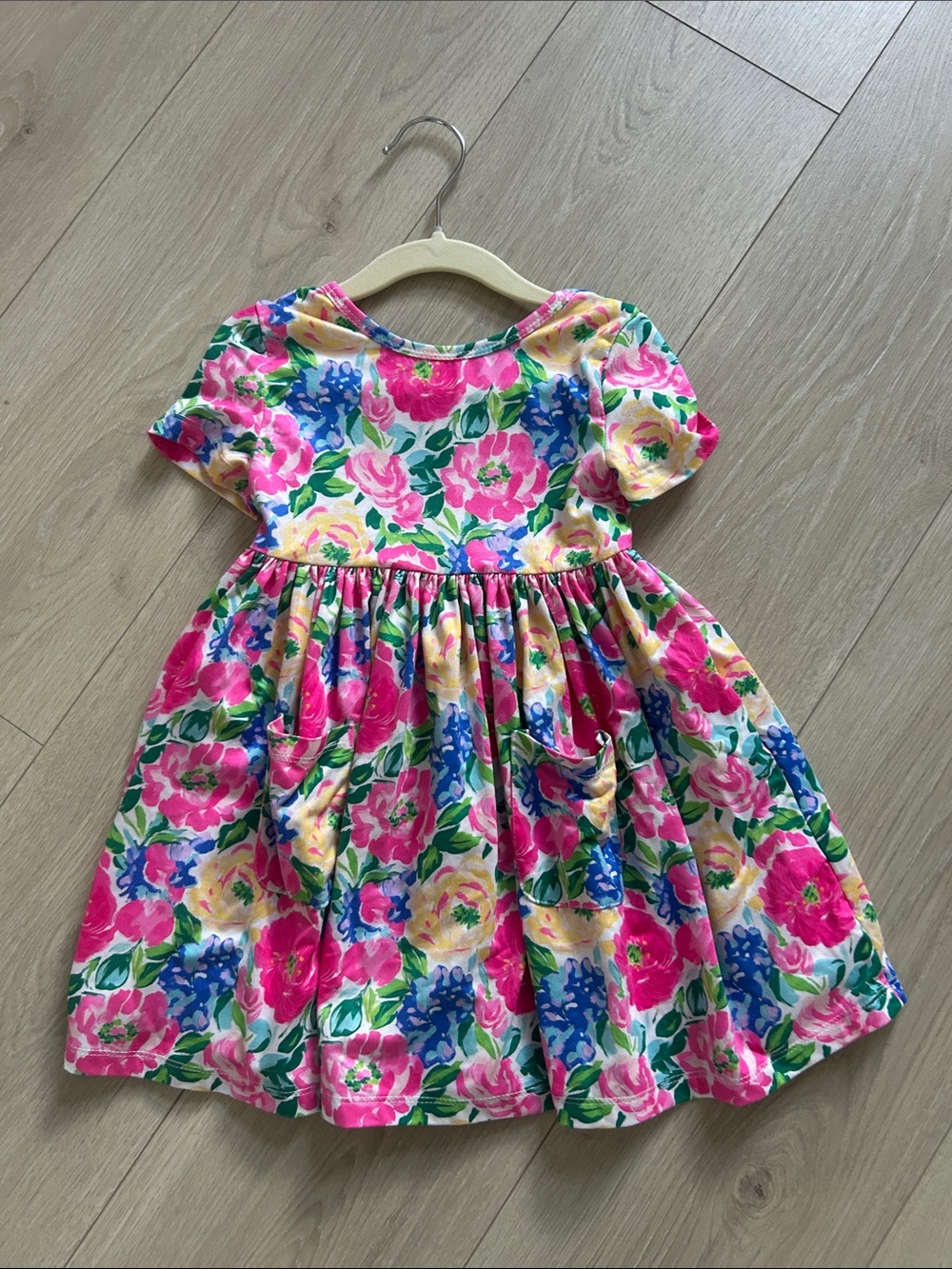 Mila and Rose Girls Floral Pink Blue Yellow Short Sleeve Dress